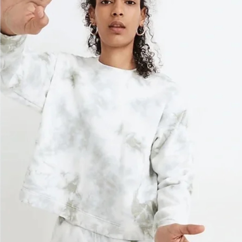Madewell Tie-Dye Green and White (Re)sourced Cotton Swing Oversized Sweatshirt